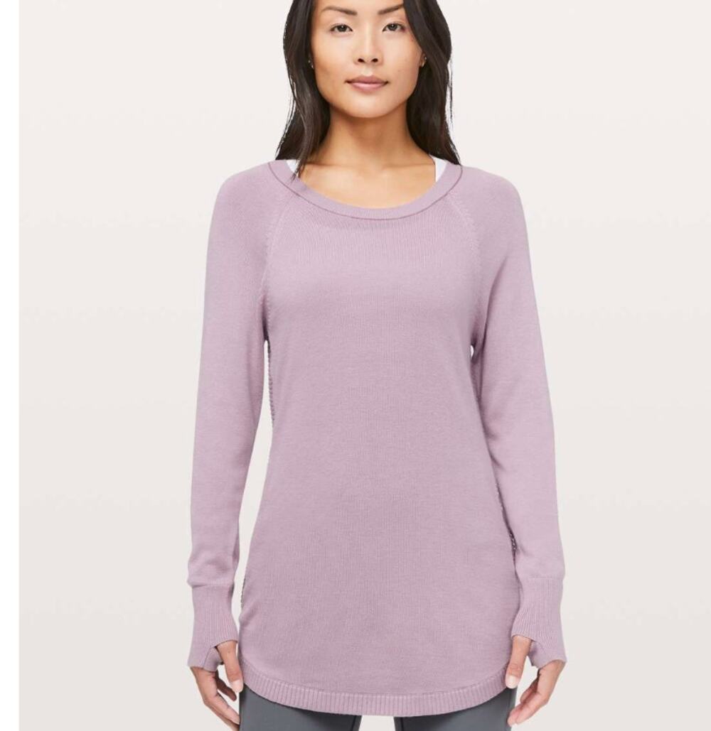 Lululemon Hello Aloe Pullover Womens 6 Mauve Pink Open Back Sweater Tunic